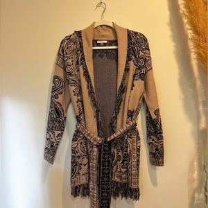 Siono shag style beige/black cardigan size S